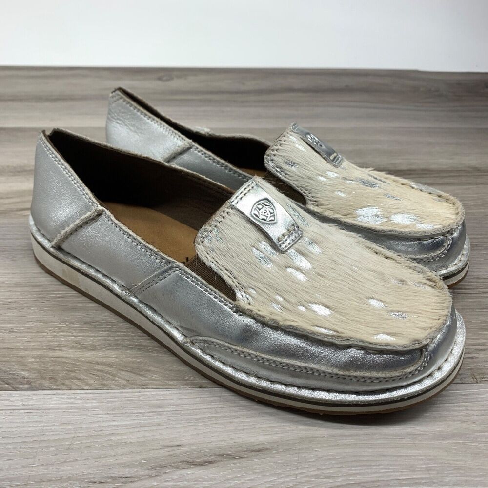 Ariat Women’s Cruiser Silver Metallic Leather ‎ Cowhide Slip-On Shoes Size 6 B